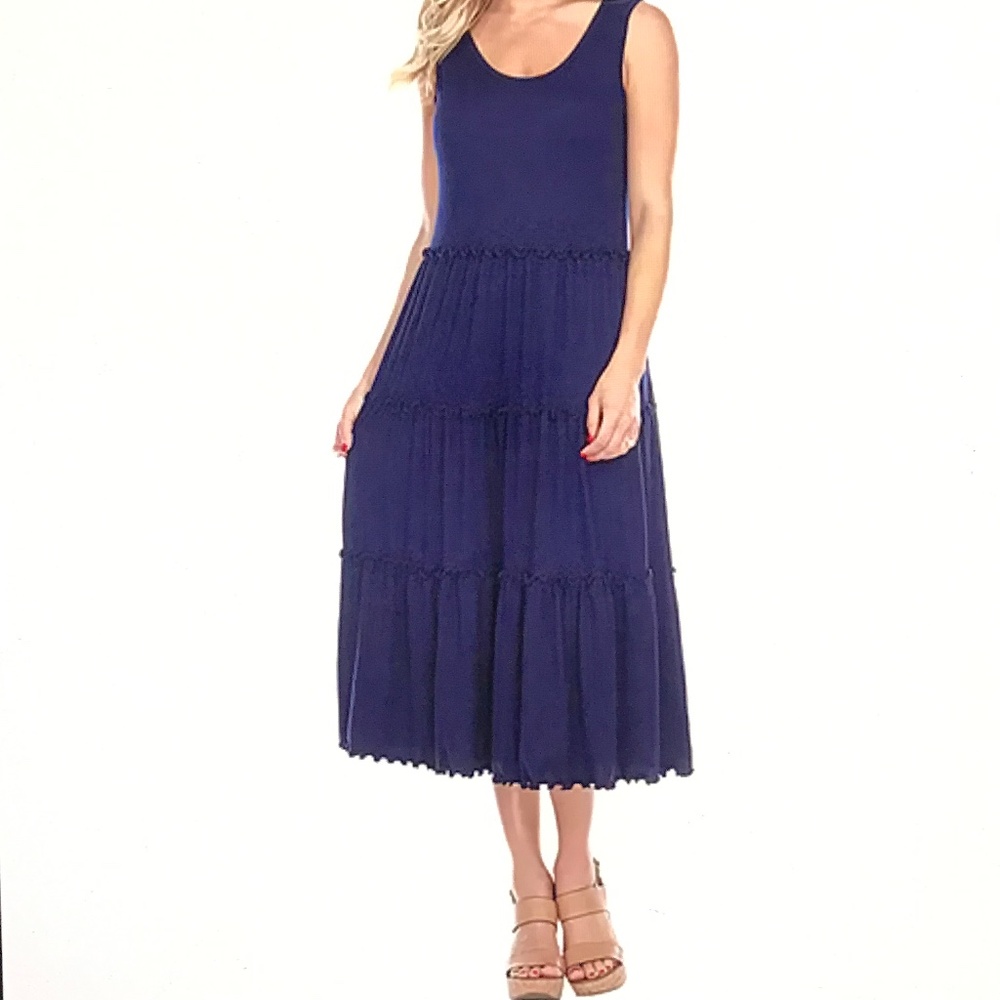 WHITE MARK Tiered Midi Dress Blue Women’s Plus Size 2X NWT